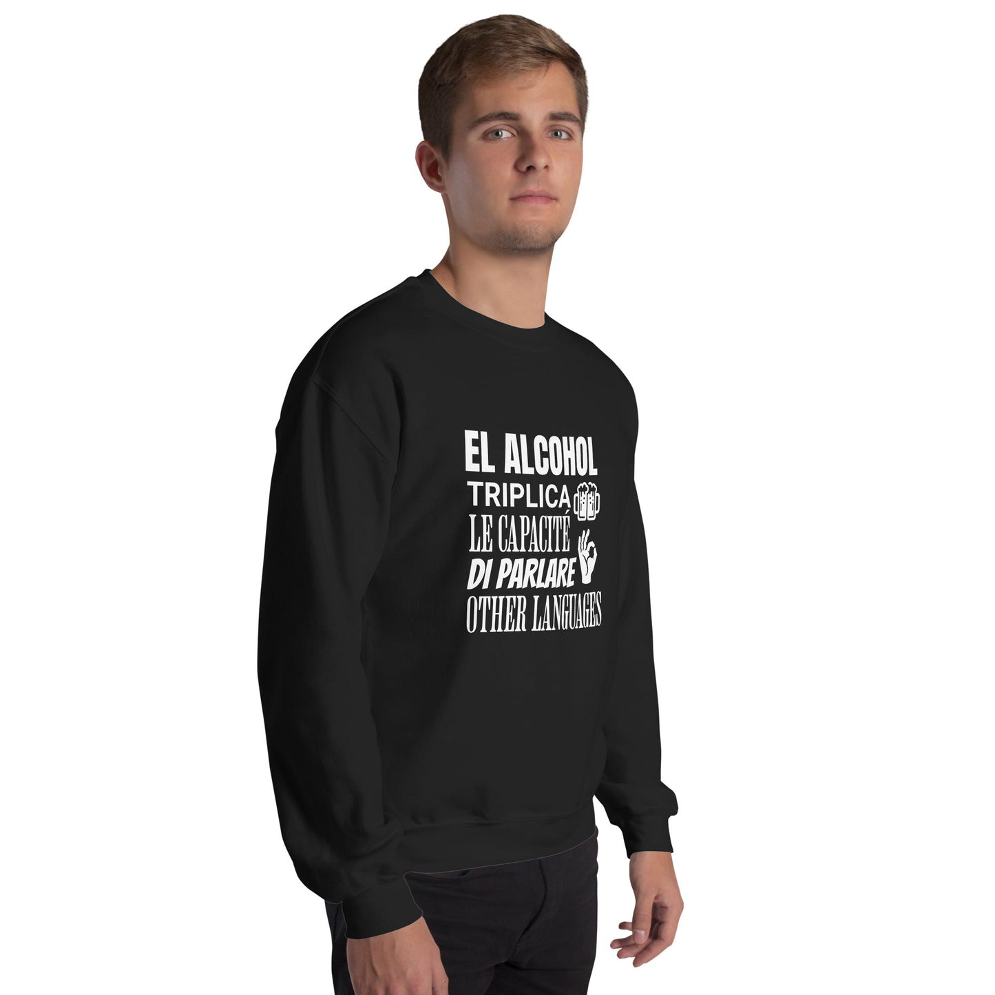 Sudadera clásica unisex: "El alcohol y los idiomas" - La Charlatana