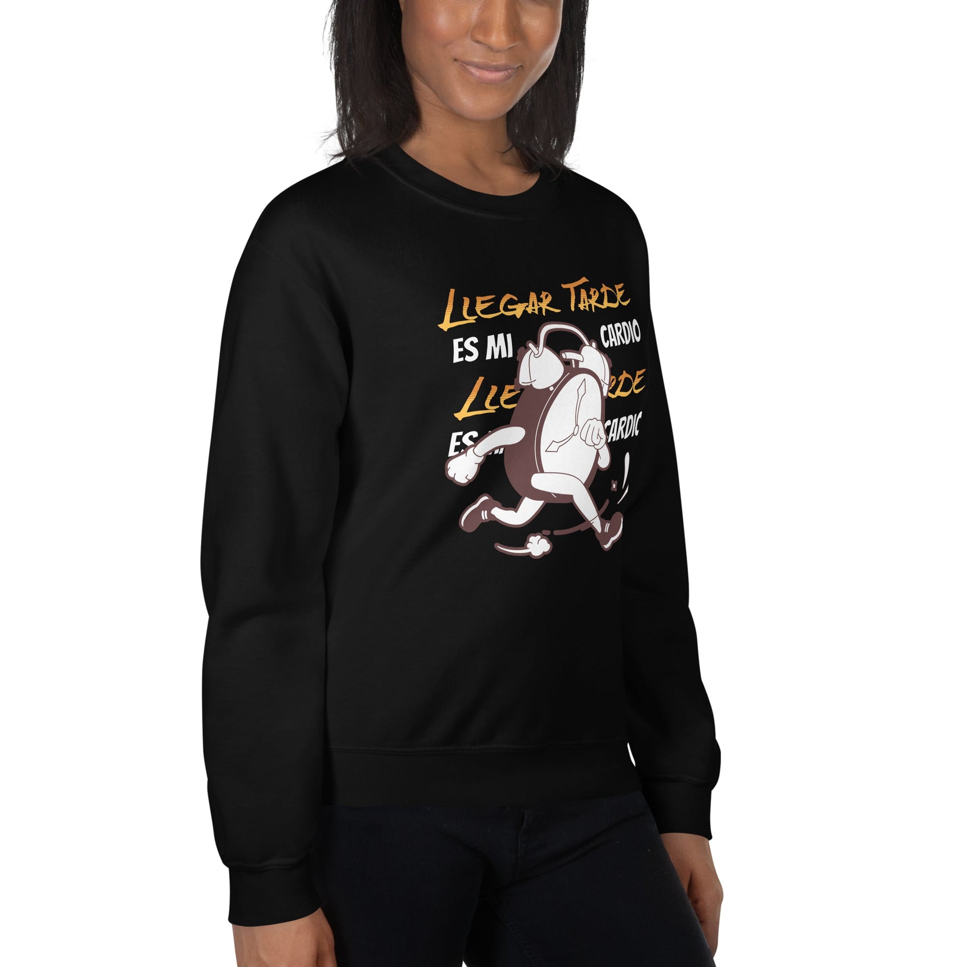 Sudadera clásica unisex: "Llegar tarde es mi cardio" - La Charlatana