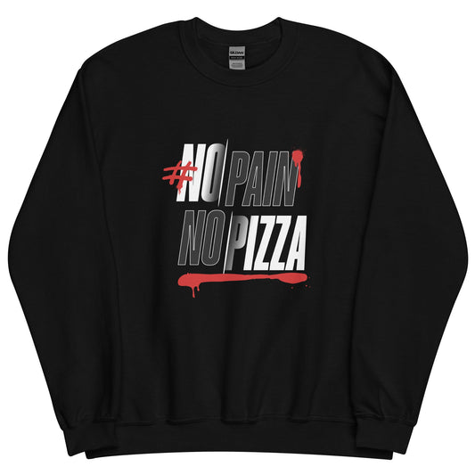 Sudadera clásica unisex: "No pain no pizza." - La Charlatana